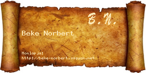 Beke Norbert névjegykártya
